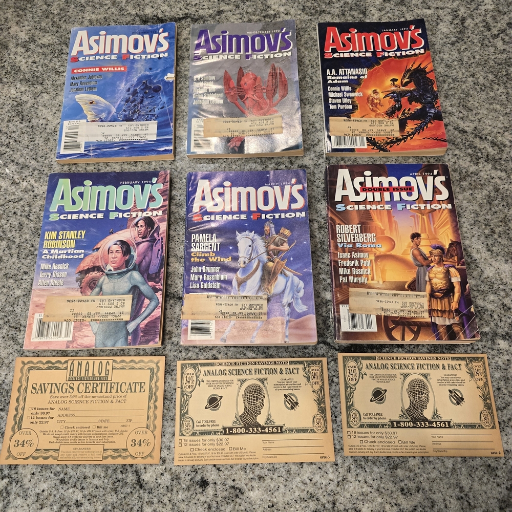 Lot Of 6 Asimov's Science Fiction Collectible Paperback Books